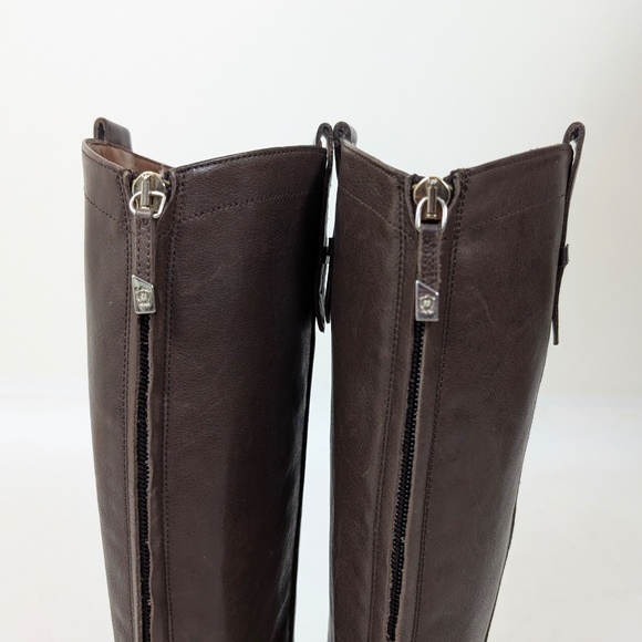 Massimo Dutti Brown Leather Riding Boots Lace Up Knee High Round Toe - Picture 13 of 16